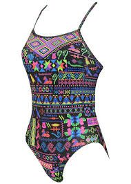 Colorful geometric patterned women's one-piece swimsuit
