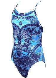 Blue patterned women's one-piece swimsuit