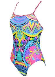 Colorful patterned strappy women's one-piece swimsuit