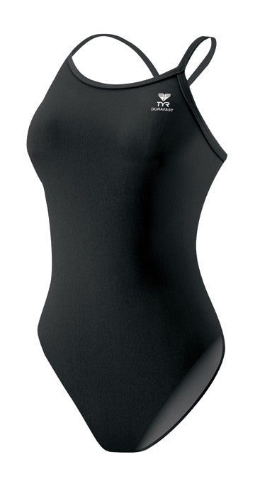 Black women's one-piece swimsuit with thin straps