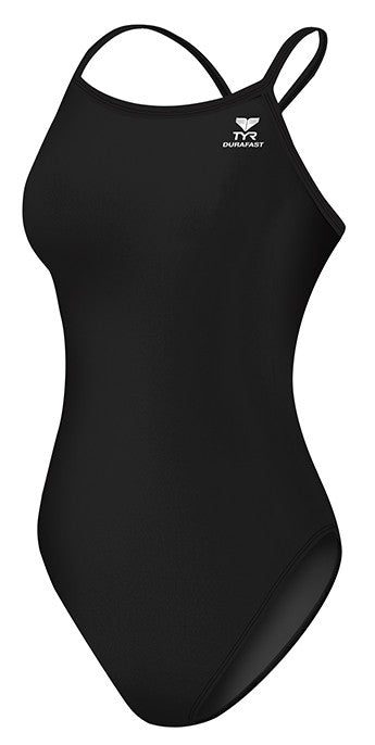 Black one-piece women's competitive swimsuit