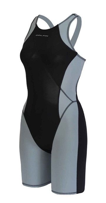 Black and gray women's racing swimsuit