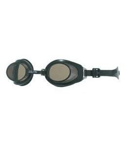 Black round swimming goggles with strap