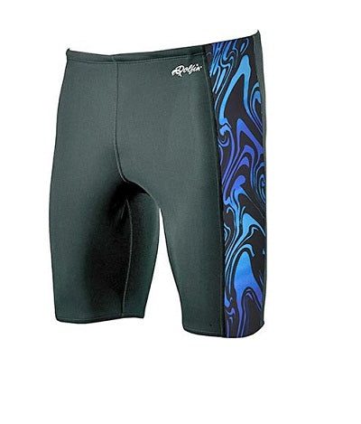 Black men's swim jammers with blue side panel