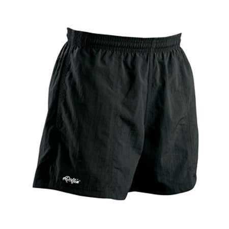 Black elastic-waist athletic shorts