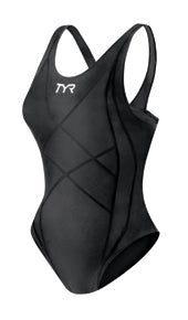 Black TYR women's one-piece racing swimsuit