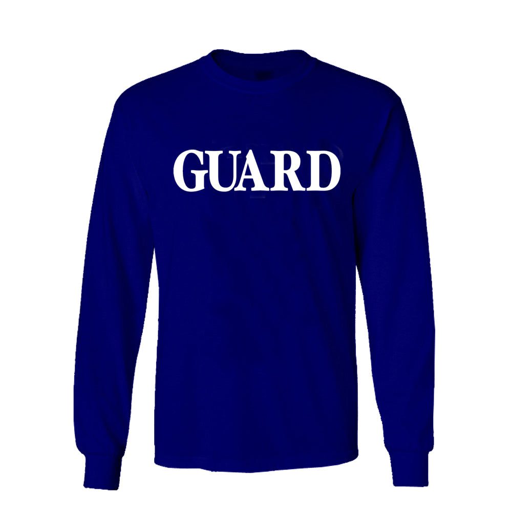 Blue long-sleeve shirt with "GUARD" text
