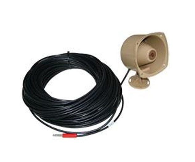 Beige horn speaker with long coiled cable