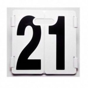 White flip number card reading 21