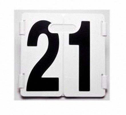 White flip number card reading 21