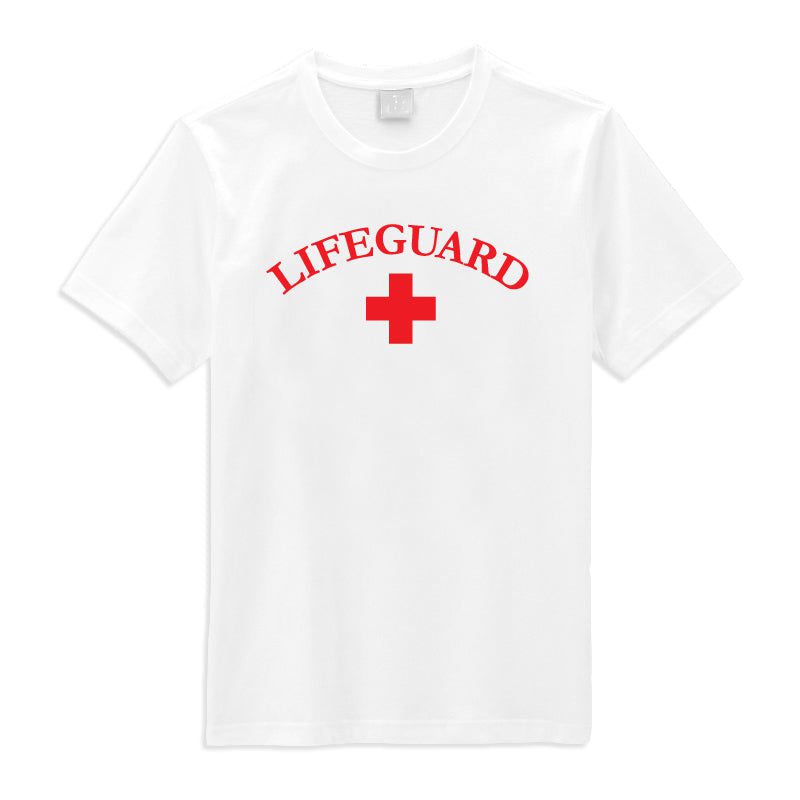 White lifeguard T-shirt with red cross