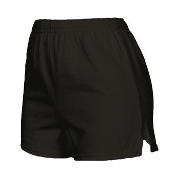 Black athletic shorts with side slits