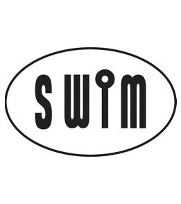Stylized SWIM logo inside oval