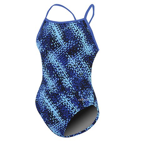 Blue patterned women's one-piece swimsuit