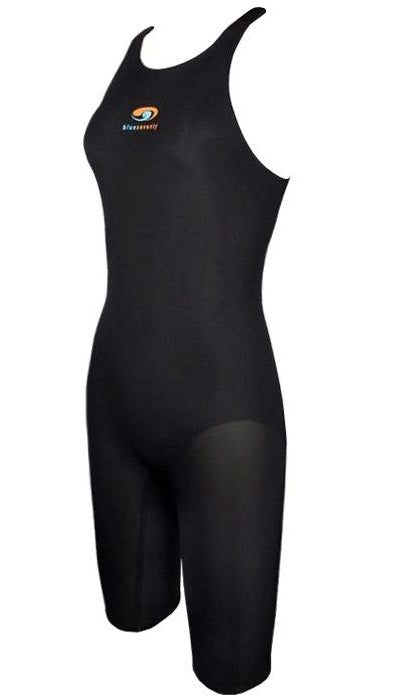 Women's black knee-length racing swimsuit