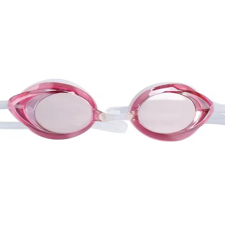 Pink swim goggles on white background