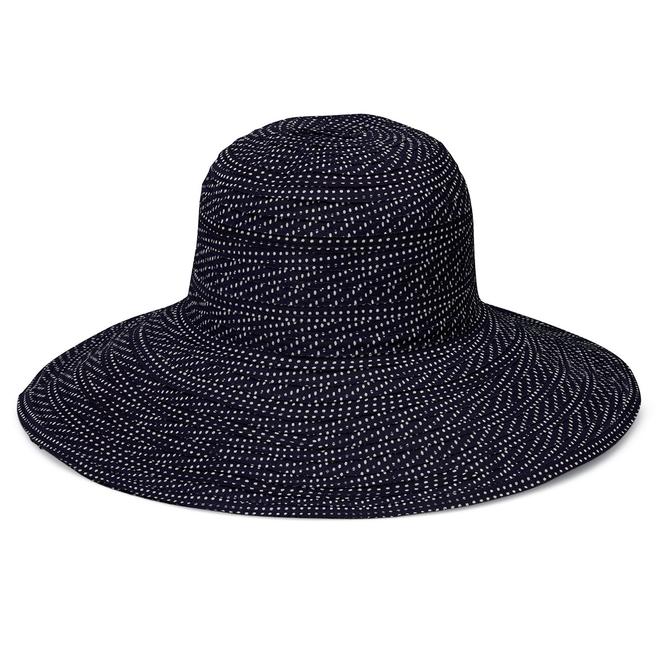Navy wide-brim dotted sun hat