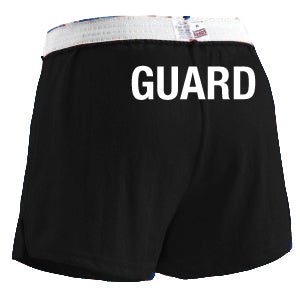 Black boxers with GUARD printed on back