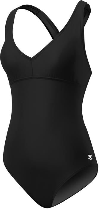 Black women's one-piece racerback swimsuit