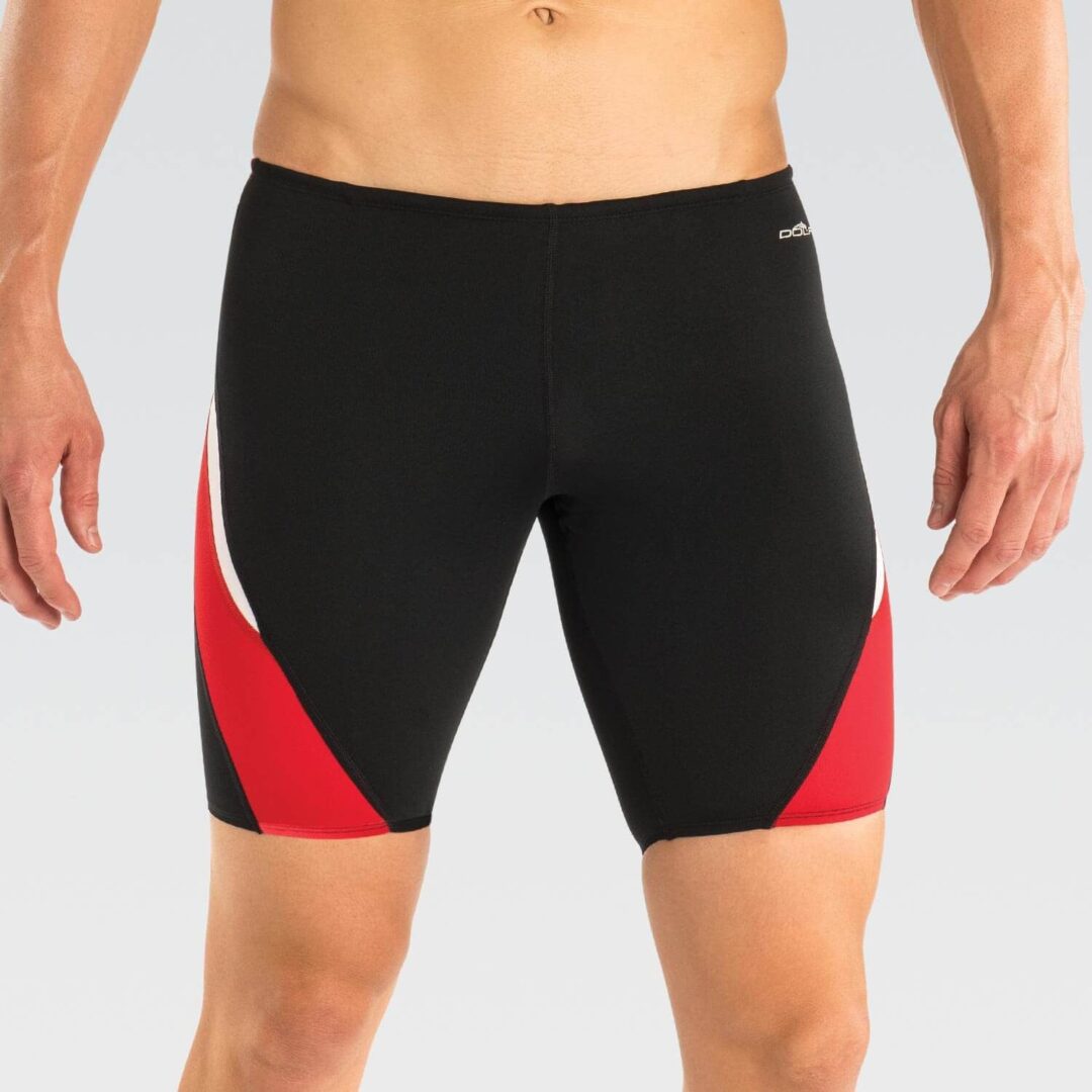 Black and red men's swim jammers