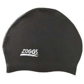 Black Zoggs silicone swim cap