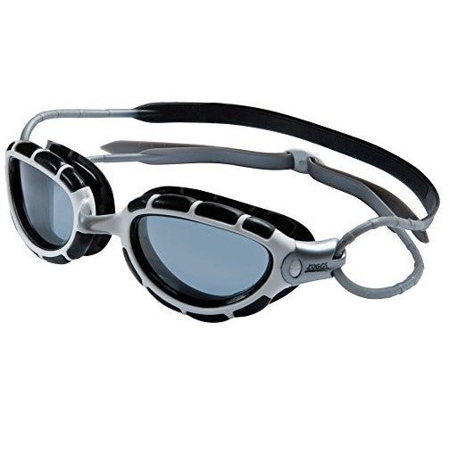 Gray and black mirrored swimming goggles