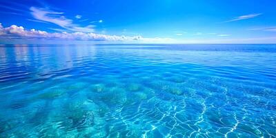 Crystal-clear turquoise ocean under blue sky
