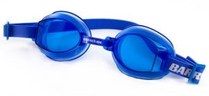 Blue swimming goggles with adjustable strap