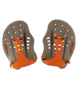 Pair of orange swim hand paddles