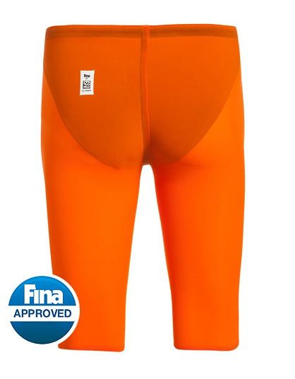 Bright orange FINA-approved swim jammers