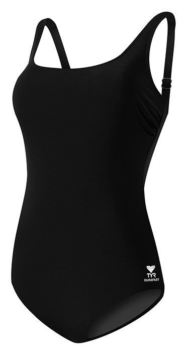 Black women's one-piece swimsuit with thin straps