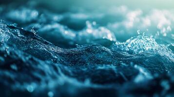 Close-up teal water waves with splashes