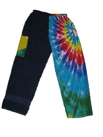 Asymmetrical tie-dye and black pants