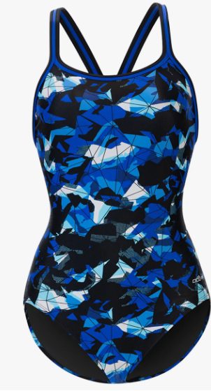Blue abstract one-piece swimsuit