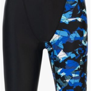 Men's black swim jammers with blue pattern