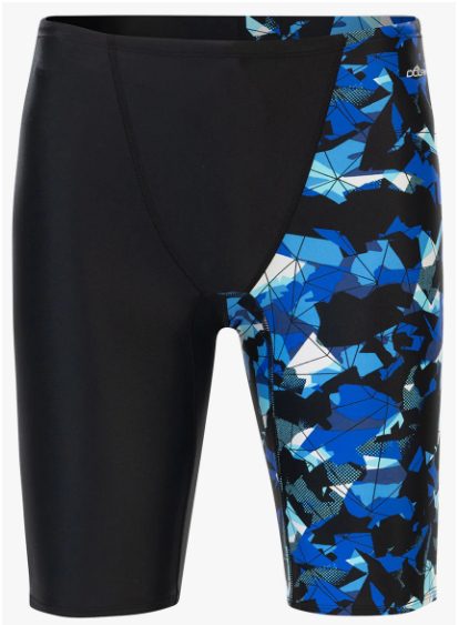 Men's black swim jammers with blue pattern