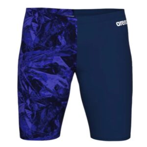 Two-tone blue Arena men's swim jammers