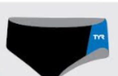 Black TYR swim briefs with blue panel
